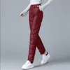 Casual Women's Plus Size Down Pants Fashion Ankle Length Elastic Waist Sweatpants Female Outdoor Windproof Basic Warm Pants 211006