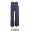 Y2K Bleu Droite Jeans Femmes Vintage Cargo Denim Pantalon De Mode Taille Haute Harajuku Patchwork Cousu Années 90 Esthétique Lâche Jean 211129