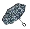 Windproof Reverse Umbrella Design 82 Colors Double Layer Inverted Umbrellas C Handle For Car Printable Customer Logo