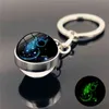 12 Konstelacja Luminous Brelok Zadiac Znaki Biżuteria Glow Glass Ball Wisiorek Key Pierścień Keychain Dla Key Urodziny Prezent Kobieta G1019