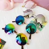 DHL Classic Sunglasses Girls Colorful Mirror Kids Sunblock Glockes Metal Frame Kids Travel Travel Eyeglasses 9 Colors