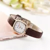 Vintage en cuir cadran carré montres femmes mode robe montre minimaliste élégant petit Quartz frais femme horloge heures