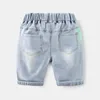 Sommar mode 3 4 6 8 10 12 år Teenage Sports 5 Capris Kalv-längd Skriv ut Pocket Handsome Denim Shorts för barn Baby Boy 210529