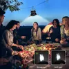 Lampes solaires Portable LED tente lumière ventilateur Camping chargeur de téléphone équipement extérieur lumières goutte