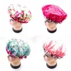 숙녀 더블 레이어 새틴 샤워 모자 방수 패딩 된 유럽의 미국 인쇄 모자 다채로운 농가 스타일 훌륭한 솜씨