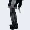 Sommar Casual Jeans Kvinna Långbyxor Cowboy Kvinna Loose StreetWear Splice Raw Edge Pants ZA4640 210427