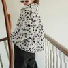 Kanske är du Kvinnor Beige Faux Fur Coat Outwear Knapp Varm Tjock Turn Down Collar Pocket Leopard C0368 210529