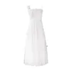 Verão Vestido Longo Borboleta Branco Doce Mori Menina Malha A linha Spaghetti Strap Maxi Vestidos de Verano 210421