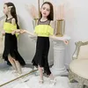 Filles Robes Été Princesse Élégante Une Épaule Enfants Vêtements Rouge Jaune Anniversaire Fête De Mariage Irrégulière Swallowtail Robe Q0716