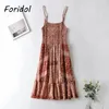 Folidol Floral Print Летнее шифоновое платье спагетти ремешок скольжение Boho платье одежда праздник A-Line пляж короткое платье 210415