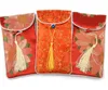 Rechthoekige Chinese stijl handgemaakte zijde Brocade Lucky Tassel Sieraden Pouches Collected Beads Geschenken Tassen 17x9cm