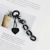 Fashion Women Bag Acrylic Link Chain Keychain Colorful Handmade Key Ring for Girl Gift Handbag Heart Ornament Charms Accessories G1019