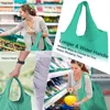 Sacos de mercearia reutilizáveis ​​coloridos 45lbs extra grande bolsa de compras dobrável totes saco de armazenamento tecido de poliéster leve resistente