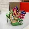 Lässige Designer-Sexy-Lady-Damenschuhe, schwarzer Satin-Riemchenwickel, Kristall-Strass-Slingback, spitzer Zehenbereich, Stiletto-Stripper, High-Heels, Prom-Abend-Pumps, große Größe 44