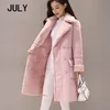 Kadın Kürk Faux Temmuz Kış Kadın Shearling Mont Süet Deri Ceketler Artı Boyutu Gevşek Ceket Orta Uzun Kuzular Yün XS-2XL
