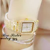 Relógios de pulso elegante designer bs ouro mulheres moda relógios luxo diamante montre femme senhoras pulseira relógio dourado relogio femi214w