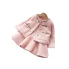 Dziewczyna Garnitury Zimowe Kid W Ciepłe Ubrania Dziecko Princess Dress + Coat 2 Piece Sets 1-3-6years Stroje dla dzieci dla dzieci dziewczyn 210529