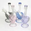 Pink Purple Blue Green Colors Heart Shape Glass Bong Oil Rig Hookahs Water Bongs Dab Rigs With Glass Downstem 14mm Male Bowl