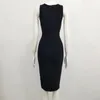 Letnie kobiety Sexy Off Shoulder Designer Black Bandage Dress Elegant Midi Bodycon Party Vestido 210525