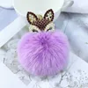 Perles strass tête d'animal boule de cheveux porte-clés pendentif sac pour femme nouveau G1019