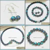 Sets Jewelry 10Mm Gray Gleamy Rainbow Moonstone Round Beads Necklace Bracelet Earrings Bracelet, & Drop Delivery 2021 Eutd2