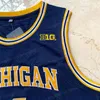 Nikivip Chris Webber 4 Michigan College Basketball Jersey Homme Cousu Bleu Marine Jaune Taille S-XXL Qualité Supérieure