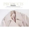 Höst Long Trench Kvinnor Dubbelbröst med bälte Elegant Slim Solid Beige Coat Ladies Loose Outwear Windbreaker 210914