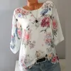Kobiety damskie koszule damskie letni kwiatowy nadruk bluzka 5xl plus szyfon z pół rękawem koszulka plażowa biuro