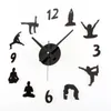 Horloges murales Creative DIY Clock Design moderne Yoga Thème Salon Acrylique Miroir Montre 3D Autocollants Décor À La Maison Silencieux