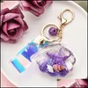 Event Festive Supplies Home & Gardenstarfish Keychain Creativity Quicksand Sequin Key Ring Party Favor Laser Leather Strap Pendant Mew Keych