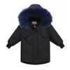 Dzieci Dziewczyny Down Kurtka 2021 Nowe Duże Dzieci Z Kapturem Real Fox Fur Collar Parkas Odzież Zimowa Gruba Kaczka W dół Płaszcz TZ845 H0910