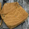 2022 High Quality Crossbody Bags Quilted Designer Bag sheepskin Handbag Plain Thread Sequined Letter Hasp Soft Canvas Single Flap Pocket shoulder bag MM size Brown