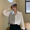 Blouses d'automne rayé à manches longues imprimé Blusas Mujer élégant mode coréenne chemises à boutonnage simple 18609 210415