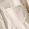 Stilvolle schicke beige Pu-Leder-Kleider Damenmode Turn-Down-Kragen-Kleid Elegante Damentaschen Knöpfe Vestidos 210520