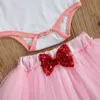 0-2Y min 1st valentines dag baby flicka outfits född spädbarn brev romer båge tulle kjolar kostymer kläder 210515