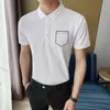 Estate POLO Camicie Uomo Tinta unita Risvolto Top Uomo Abbigliamento Moda coreana Business Social Casual Polo Streetwear Top 210527