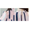 moda autunno donna camicetta a righe manica lunga top colletto alla coreana stile OL abbigliamento da lavoro chiffon sottile blusa 0925 40 210506