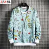 SFLL Moda Ręcznie Drukowane Pullover Bluzy Streetwear Mężczyźni Casual Harajuku Hoodie Męskie Hip Hop Hipster Bluza Męska Topy Człowiek 210730