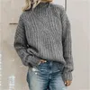 Women Vintage Knitted Pullovers Sweater Autumn Winter Fashion Blue Long Sleeve Turtleneck Sweater Tops New Arrival Jumper Female 210415