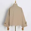 TwotwinStyle Khaki Свободная куртка для женщин стойки воротник с длинным рукавом повседневные куртки женские осень мода стиль одежды 210517