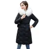 Vinterjacka Kvinnor Vit päls Hooded Parkas Höst Koreansk Slim Plus Storlek Tjock Värme Down Cotton Coats Feminina LR834 210531