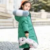 Sıcak çocuklar kış parka dış giyim genç kıyafeti çocuk giyim taklitler sahte kürk kapşonlu ceket kızlar kıyafetleri Snowsuit 210903