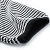 [Eam] Black Striped Spliced ​​Stickning Cardigan Tröja Lös passform V-Neck Kortärmad Kvinnor Mode Vår Sommar 1DD8004 21512