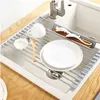 Multifunktionsskål Torka Rack Sink Drain Rack Hylla Korg Skål Svamphållare Skål Dränering Dryer Tray Kök Storage Arrangör 211110