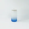 16oz Sublimations-Glasbecher mit Farbverlauf, leer, Milchgläser, Flasche, Einmachglas, Cola-Dosenbecher mit Bambusdeckel, 5 Farben