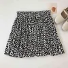 Sommar mini kjolar kvinnor koreanska stil vintage leopard estetisk hög midja pläterad kjol kvinnlig shorts foder 210421
