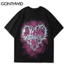 GONTHWID Oversized Tees Shirts Hip Hop Chain Heart Print Punk Rock Gothic Tshirts Streetwear Fashion Harajuku Casual Cotton Tops 210716