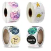 1 tum 2,5 cm runda lim klistermärken Tack djurtryck DIY Crafts Dekorativ kuvertförsegling 500PCS Roll Label