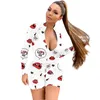 Femmes Lèvres Modèle Barboteuses Designer Femme Profonde Col En V À Manches Longues Casual Combinaison Tendance De La Mode Sexy Slim Plis Combinaisons Courtes