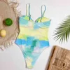 Tie-Dye Print Baddräkt Kvinnor Badkläder Kvinna Klipp ut Bodysuit Monokini Bather Badkläder Summer Beach Wear 210521